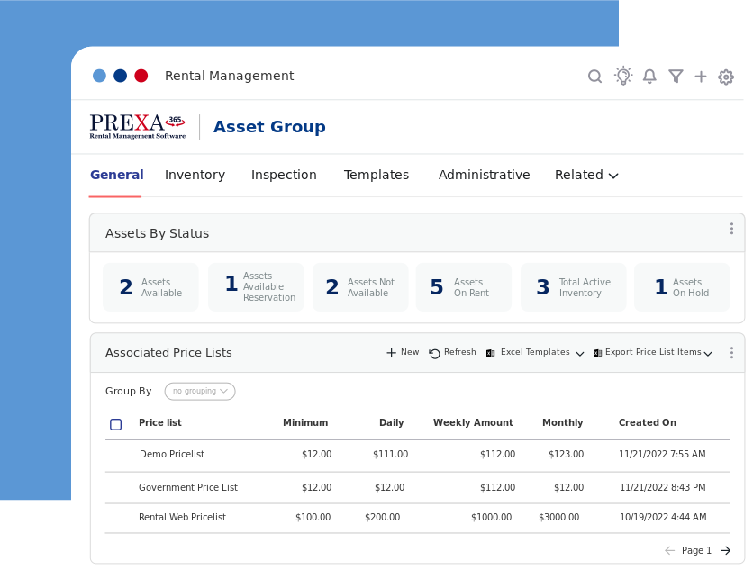 Inventory Management Software PREXA365 Rental Management