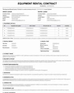 Equipment Rental Contract Template