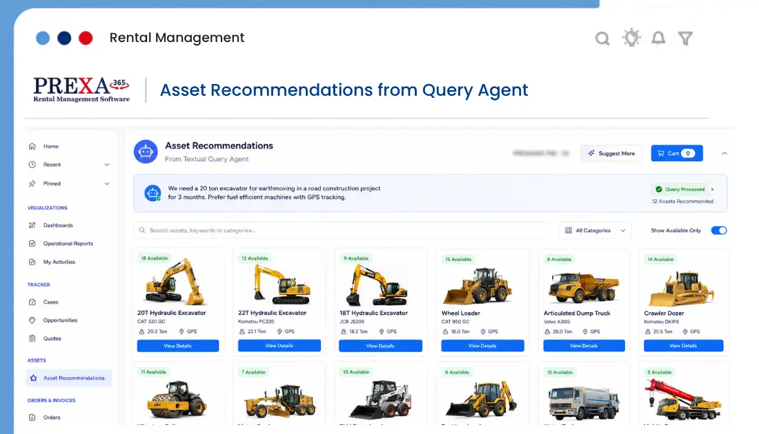 Asset Recommendations from Textual Query Agent