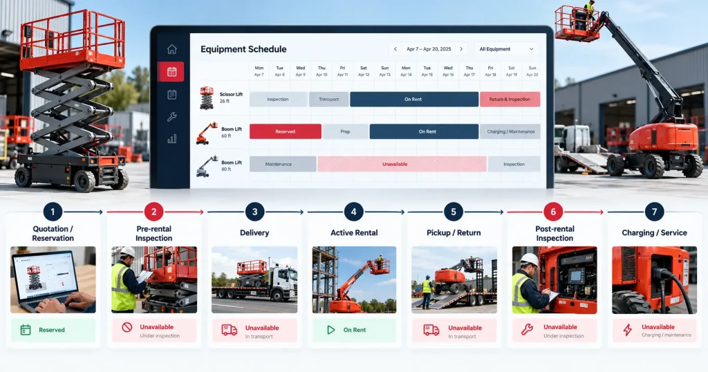 Aerial equipment Rental software features