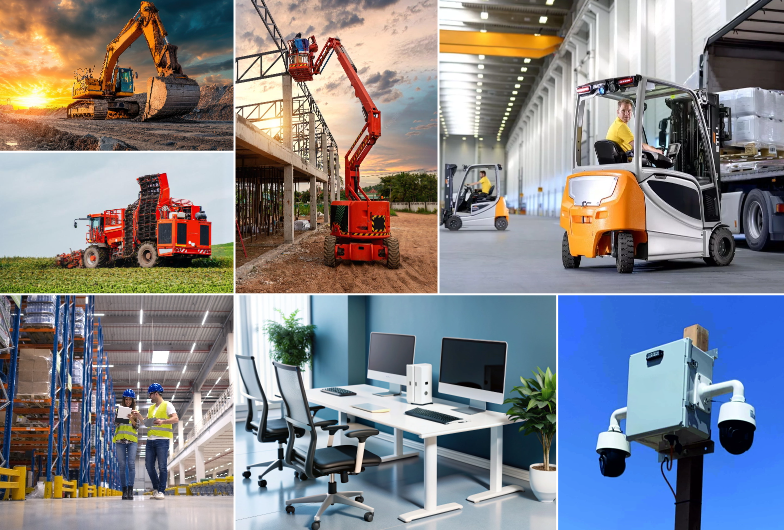 PREXA365 rental industries: construction, aerial, agriculture, forklift, warehouse, office furniture and security equipment